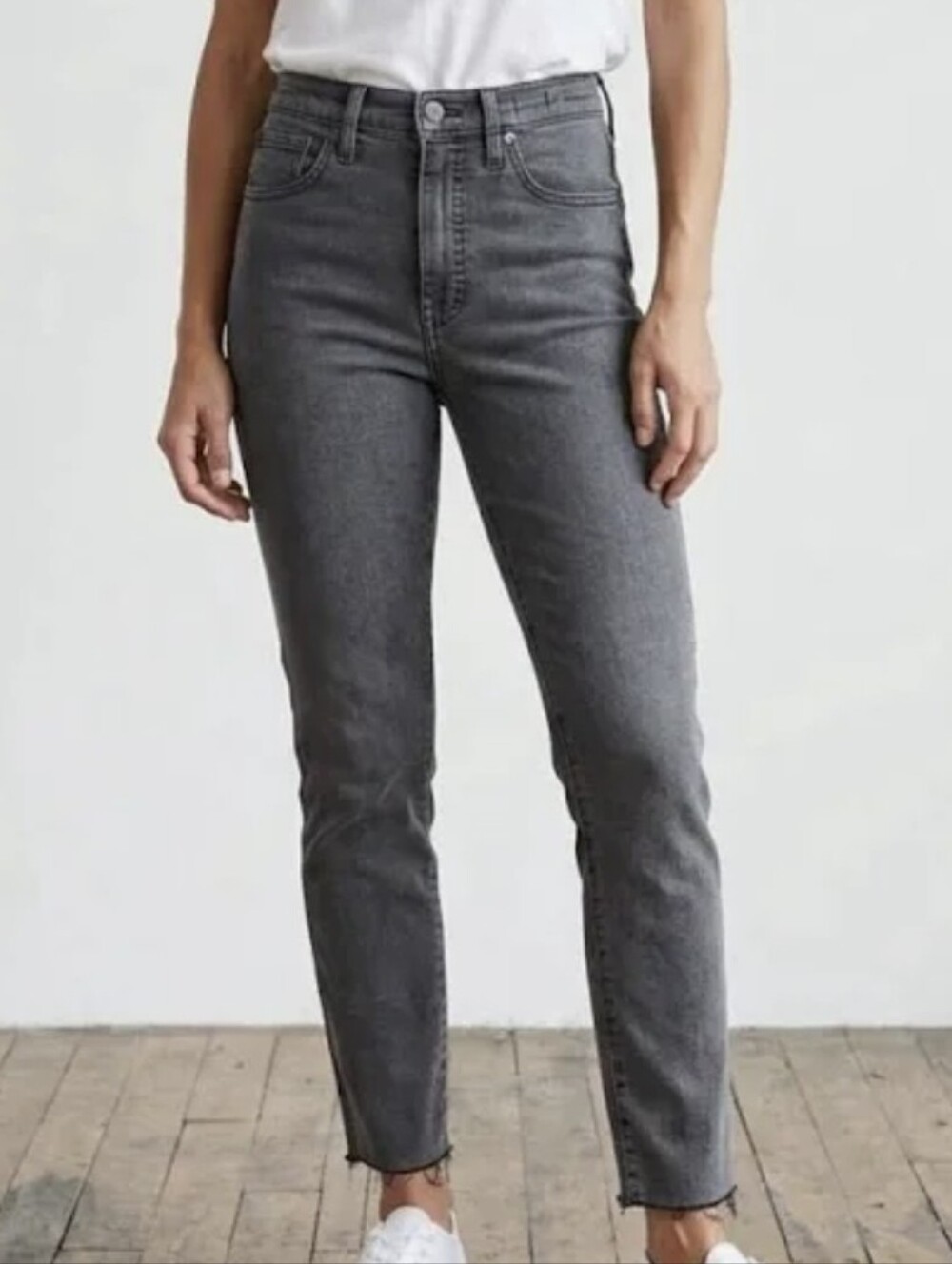 Madewell Women's Size 30 Stove Pipe Faded Black Jeans Raw Ham